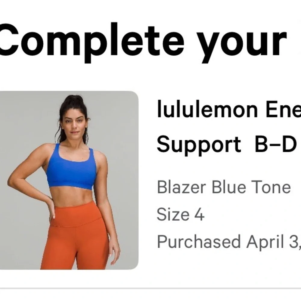 NWOT 🍋 Lululemon Blazer Blue Tone Energy Bra Size 4